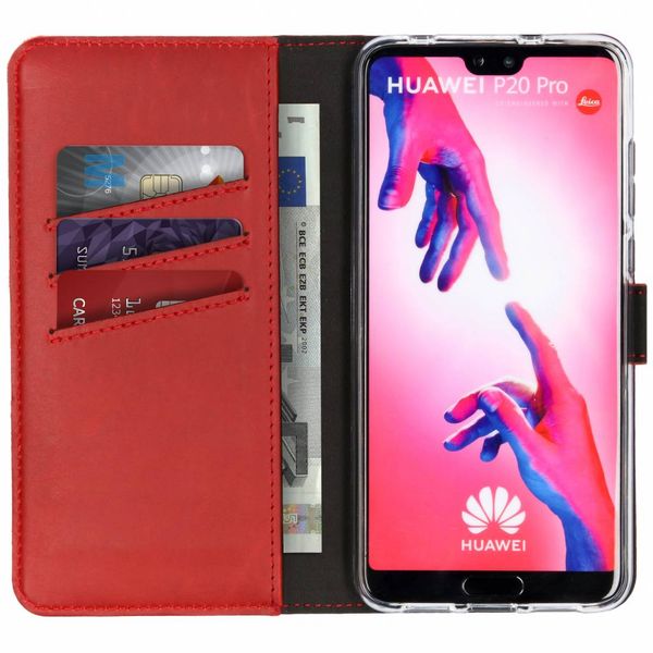 Selencia Echtleder Klapphülle Rot für das Huawei P20 Pro