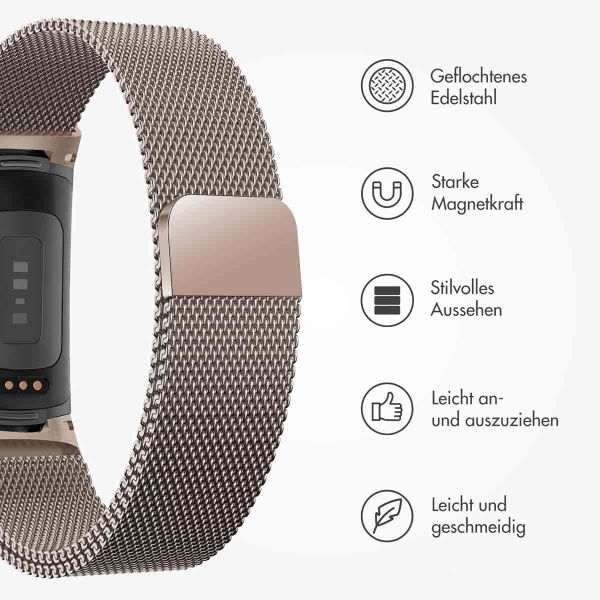 imoshion Magnetisches Milanaise Armband für das  Fitbit Charge 5 - Größe M - Champagne