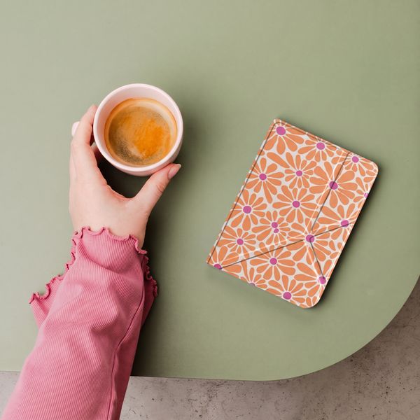 imoshion Design Klappbare Klapphülle Kobo Clara Colour / BW - Orange Flowers Connect