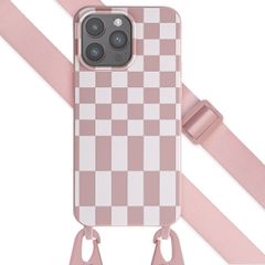 Selencia SilikonHülle design mit abnehmbarem Band Apple iPhone 15 Pro Max - Irregular Check Sand Pink