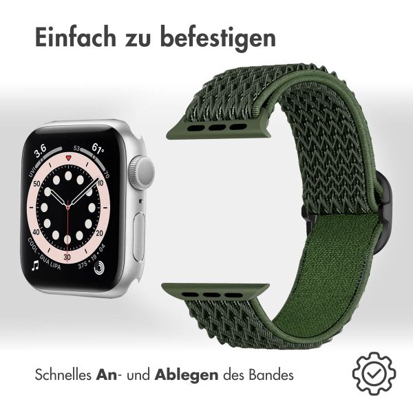 imoshion Elastische Nylonarmband für das Apple Watch Series 1-9 / SE - 38/40/41 mm / Series 10 - 42 mm - Dunkelgrün