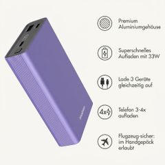imoshion Ultra Series Aluminium Powerbank 20.000 mAh - Schnellladen bis 33W - Tropical Violet