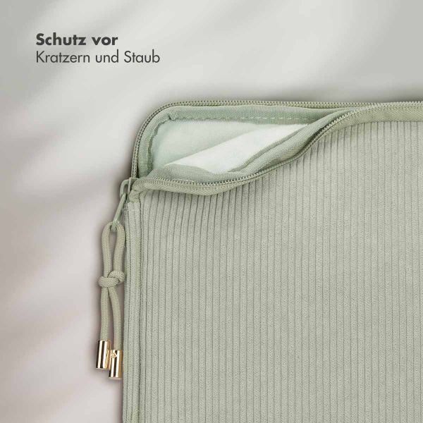 Selencia Cord Laptop Hülle 13-14 Zoll - Laptop Sleeve - Pistache Cream