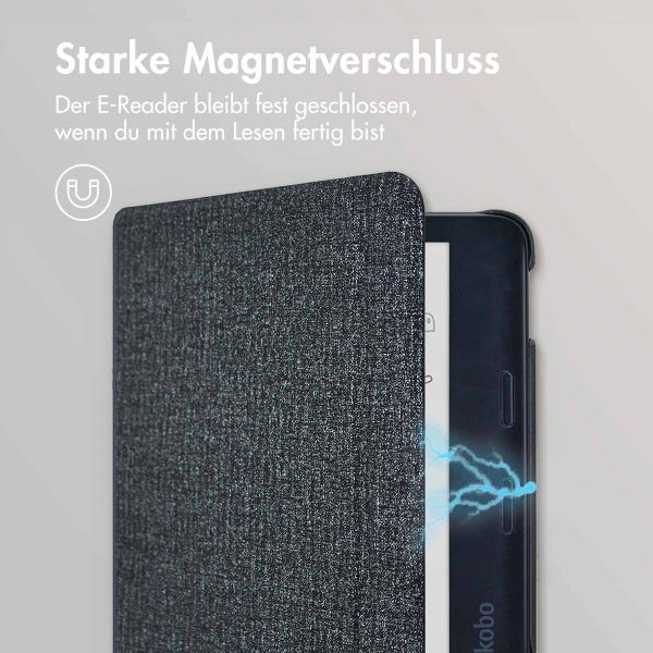 imoshion Canvas Sleepcover Klapphülle mit stand für das Kobo Libra Colour / Tolino Vision Color - Glitter Schwarz