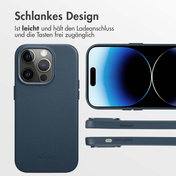 Accezz MagSafe Leather Backcover Apple iPhone 14 Pro - Nightfall Blue