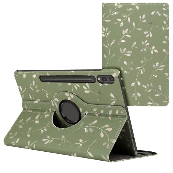 imoshion 360° drehbare Design Klapphülle für das Samsung Galaxy Tab S10 Plus / Tab S9 Plus / Tab S9 FE Plus - Green Flowers