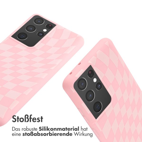 imoshion Silikonhülle design mit Band für das Samsung Galaxy S21 Ultra - Retro Pink