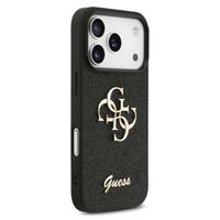 Guess 4G Metal Logo Back Cover mit Glitter Apple iPhone 17 Pro - Schwarz