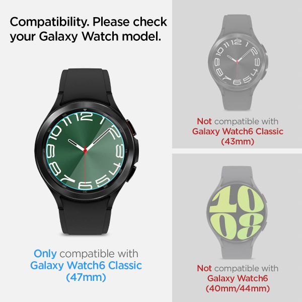 Spigen EZ FIT Glas.tR Displayschutzfolie mit Applikator für die Samsung Galaxy Watch 6 Classic - 47 mm - Transparent