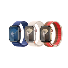 Apple 3 pack Sport Loop Armband für Apple Watch | 44/45/46/49 mm - Ocean Blue / Starlight / Pink Pomelo - Tan