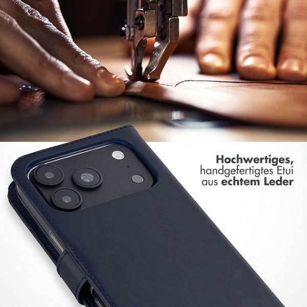 Selencia Echtleder Klapphülle Apple iPhone 18 Pro Max / 17 Pro Max - Blau