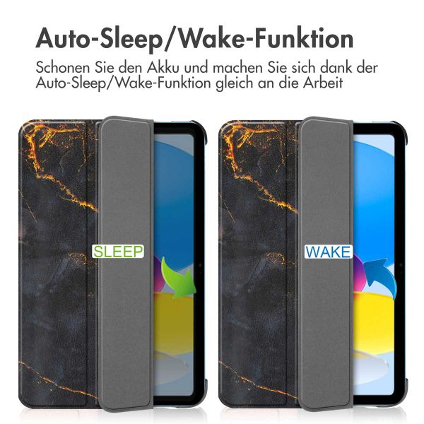 imoshion Design Trifold Klaphülle Apple iPad 11 (2025) 11 Zoll A16 / iPad 10 (2022) 10.9 Zoll - Black Marble