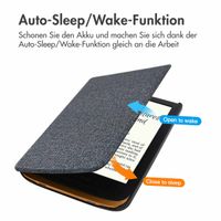 imoshion Canvas Sleepcover Klapphülle für das Pocketbook Touch Lux 5 / HD 3 / Basic Lux 4 / Vivlio Lux 5 - Glitter Schwarz