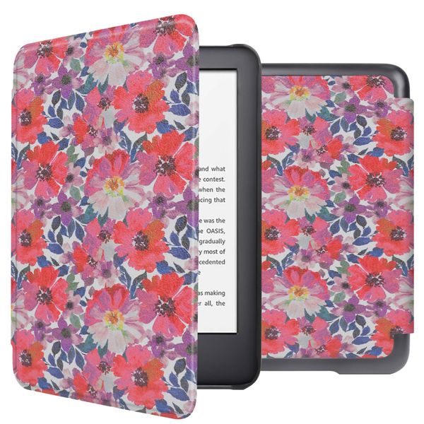 imoshion Design Slim Hard Case Sleepcover für das Amazon Kindle (2024) / Amazon Kindle (2022) 11th gen - Flower Watercolor