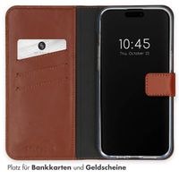 Selencia Echtleder Klapphülle Apple iPhone 15 Pro - Hellbraun