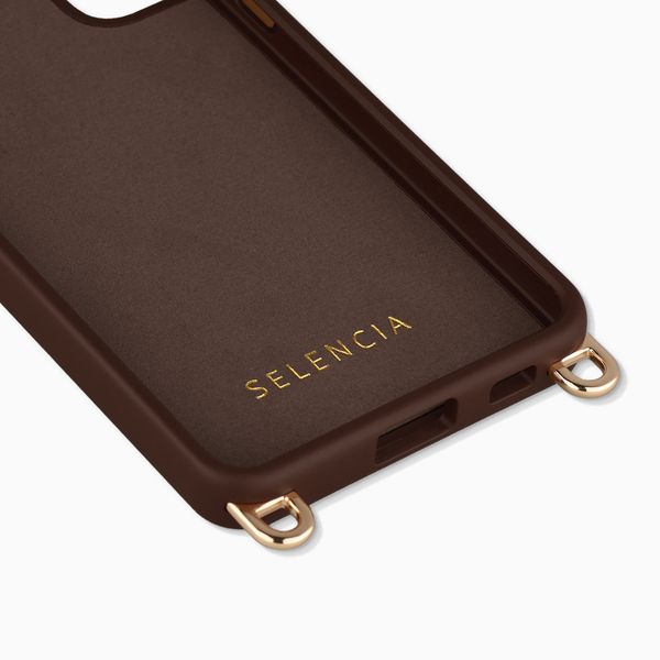 Selencia Rivièra Backcover mit MagSafe mit abnehmbaren Haken Samsung Galaxy S21 - Choco Brown