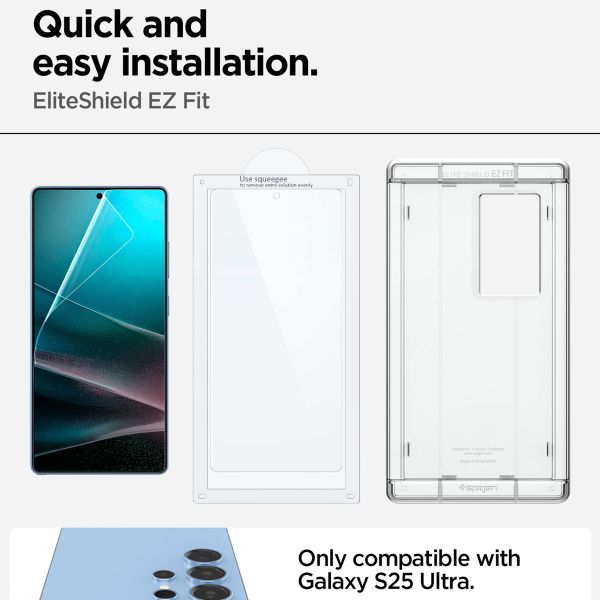Spigen EliteShield EZ Fit mit Installation Tray - 1er Pack Samsung Galaxy S25 Ultra