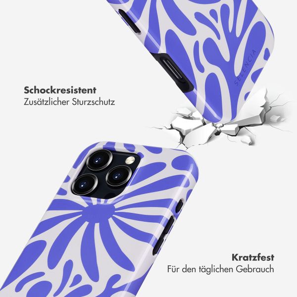 Selencia Vivid Tough Back Cover MagSafe für das iPhone 16 Pro - Modern Bloom Sapphire Blue