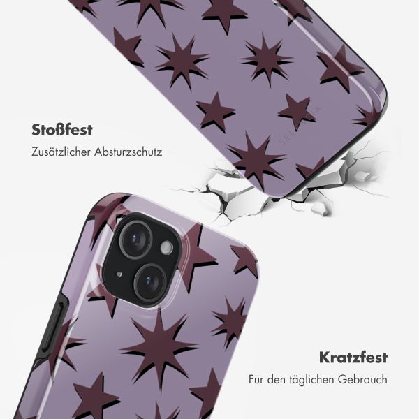 Selencia Vivid Tough Back Cover MagSafe für das iPhone 15 - Stars Plum Lilac