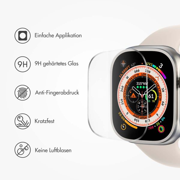 Accezz Displayschutz aus gehärtetem Glas mit Applikator Apple Watch Ultra (2) – 49 mm