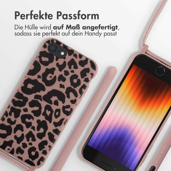 imoshion Silikonhülle design mit Band für das iPhone SE (2022 / 2020) / 8 / 7 - Animal Pink