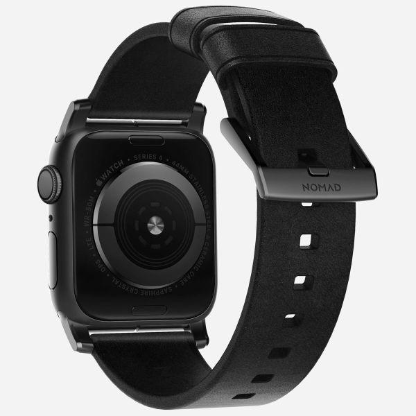 Nomad Modernes Lederarmband für die Apple Watch Series 1 bis 10 / SE / Ultra (2) (44/45/46/49 mm) - Schwarz/Schwarz