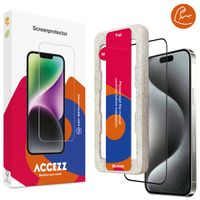 Accezz Dreifach starke Full Cover Schutzfolie mit Applikator für das iPhone 15 Pro Max - Transparent