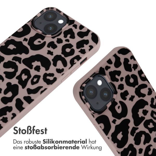 imoshion Silikonhülle design mit Band für das iPhone 15 Plus - Animal Pink