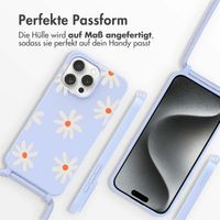 imoshion Silikonhülle design mit Band für das iPhone 15 Pro - Lila Flower Distance