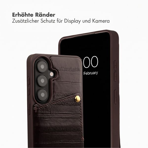 Selencia Nova Echtleder Backcover mit Kartenhalter Samsung Galaxy S26 - Dark Chocolate
