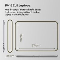 Accezz Laptop Hülle 15-16 Zoll - Laptop Sleeve - Dunkelgrün