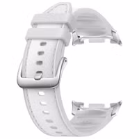 Samsung Original Hybrid Vegan Leder Armband für das  Samsung Galaxy Watch 8 (40/44mm) / Classic (46mm) - White