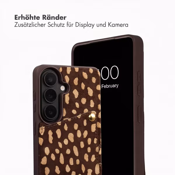 Selencia Nova Echtleder Backcover mit Kartenhalter Samsung Galaxy S25 - Fawn Chic