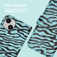 imoshion Design Klapphülle Apple iPhone 14 - Black Blue Stripes