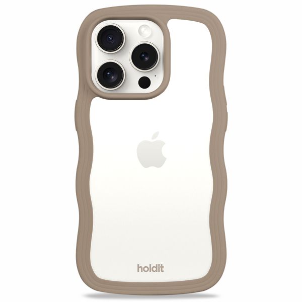 Holdit Wavy Case für das iPhone 15 Pro Max - Mocha Brown / Transparent