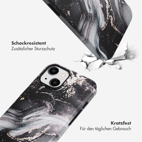 Selencia Vivid Tough Back Cover für das iPhone 14 - Chic Marble Black