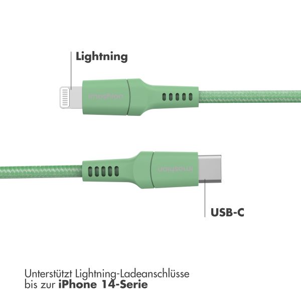 imoshion ﻿Lightning- auf USB-C-Kabel – nicht MFi-zertifiziert – Geflochtenes Gewebe – 2 m – Grün