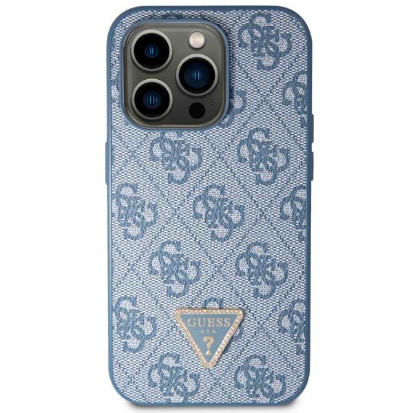 Guess 4G Logo Triangle Strass Back Cover Apple iPhone 15 Pro - Blau