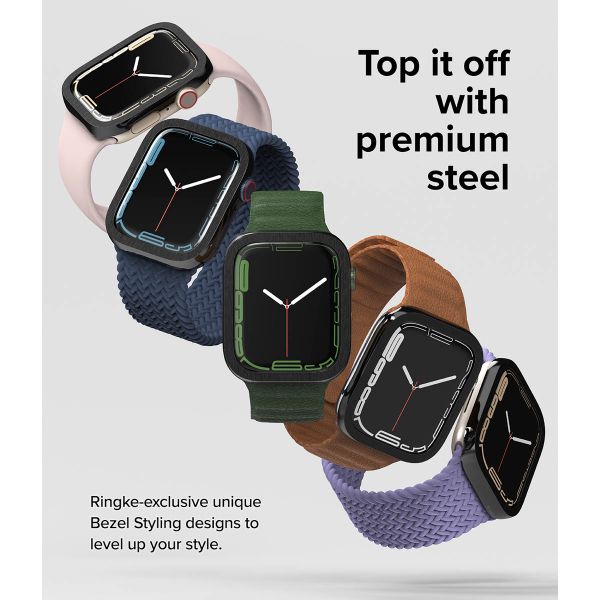 Ringke Bezel Styling für die Apple Watch Series 7 / 8 / 9 - 45 mm - Hairline Plain Black