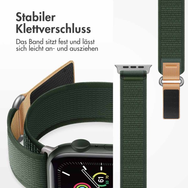 imoshion Nylon Trail Armband für das  Apple Watch Series 1 t/m 9 / SE (38/40/41 mm) | Series 10 / 11 (42 mm) - Legergroen