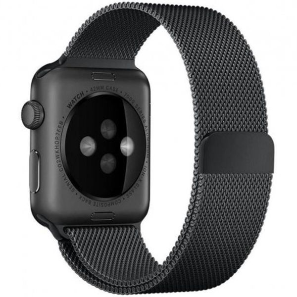 WiWu Milanaise-Armband für das  Apple Watch Series 1 t/m 9 / SE (38/40/41 mm) | Series 10 / 11 (42 mm) - Schwarz