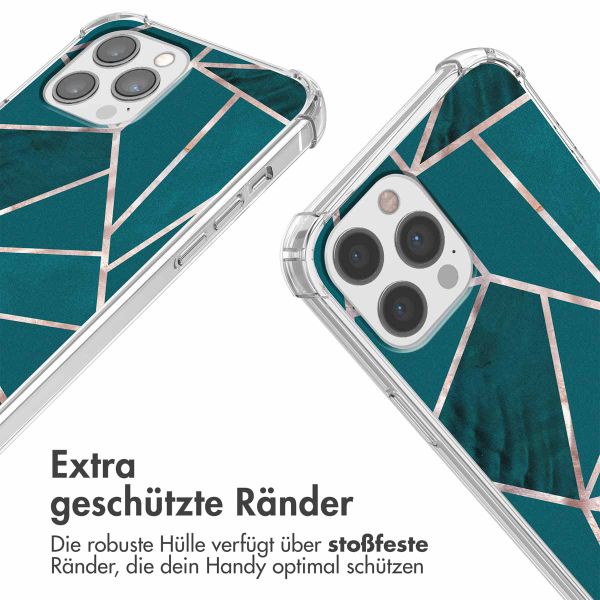 imoshion Design Hülle mit Band Apple iPhone 12 (Pro) - Petrol Green Graphic