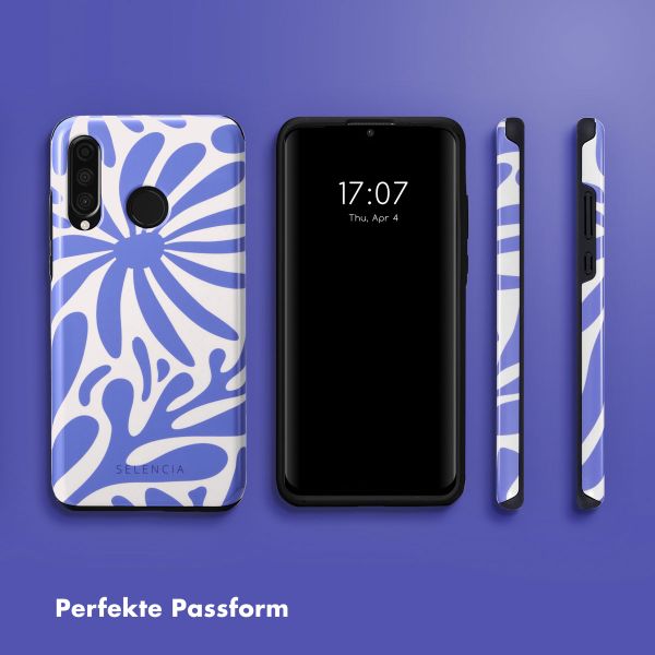 Selencia Vivid Tough Back Cover für das Huawei P30 Lite - Modern Bloom Sapphire Blue