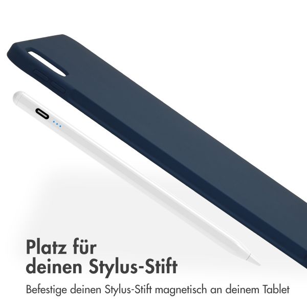 Accezz Liquid Silicone Back Cover mit Stifthalter für das iPad Pro 11 (2024) M4 - Dunkelblau