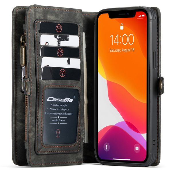 CaseMe Luxuriöse 2-in-1-Portemonnaie-Klapphülle Leder iPhone 12 Mini