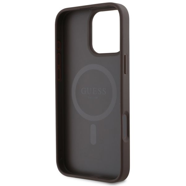 Guess 4G Metal Logo Back Cover MagSafe für das iPhone 16 Pro Max - Braun