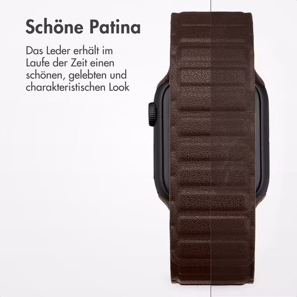 Accezz Magnetisches Echtlederarmband für Apple Watch | 38/40/41/42 mm - Chocolate Brown