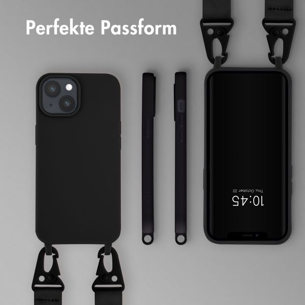 Selencia SilikonHülle mit abnehmbarem Band Apple iPhone 15 - Schwarz