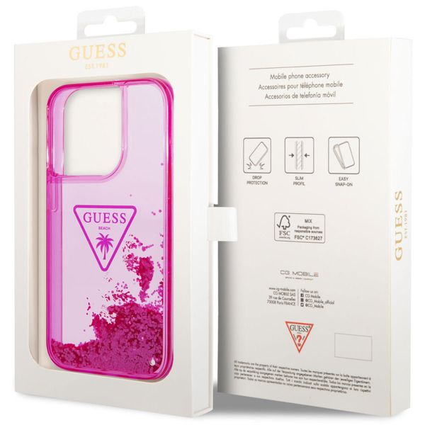 Guess Liquid Glitter Back Cover für das iPhone 14 Pro Max - Fuchsia