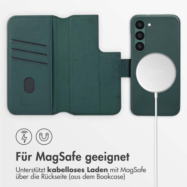 Accezz 2-in-1 Klapphülle aus Leder mit MagSafe für das Samsung Galaxy S23 - Cedar Green